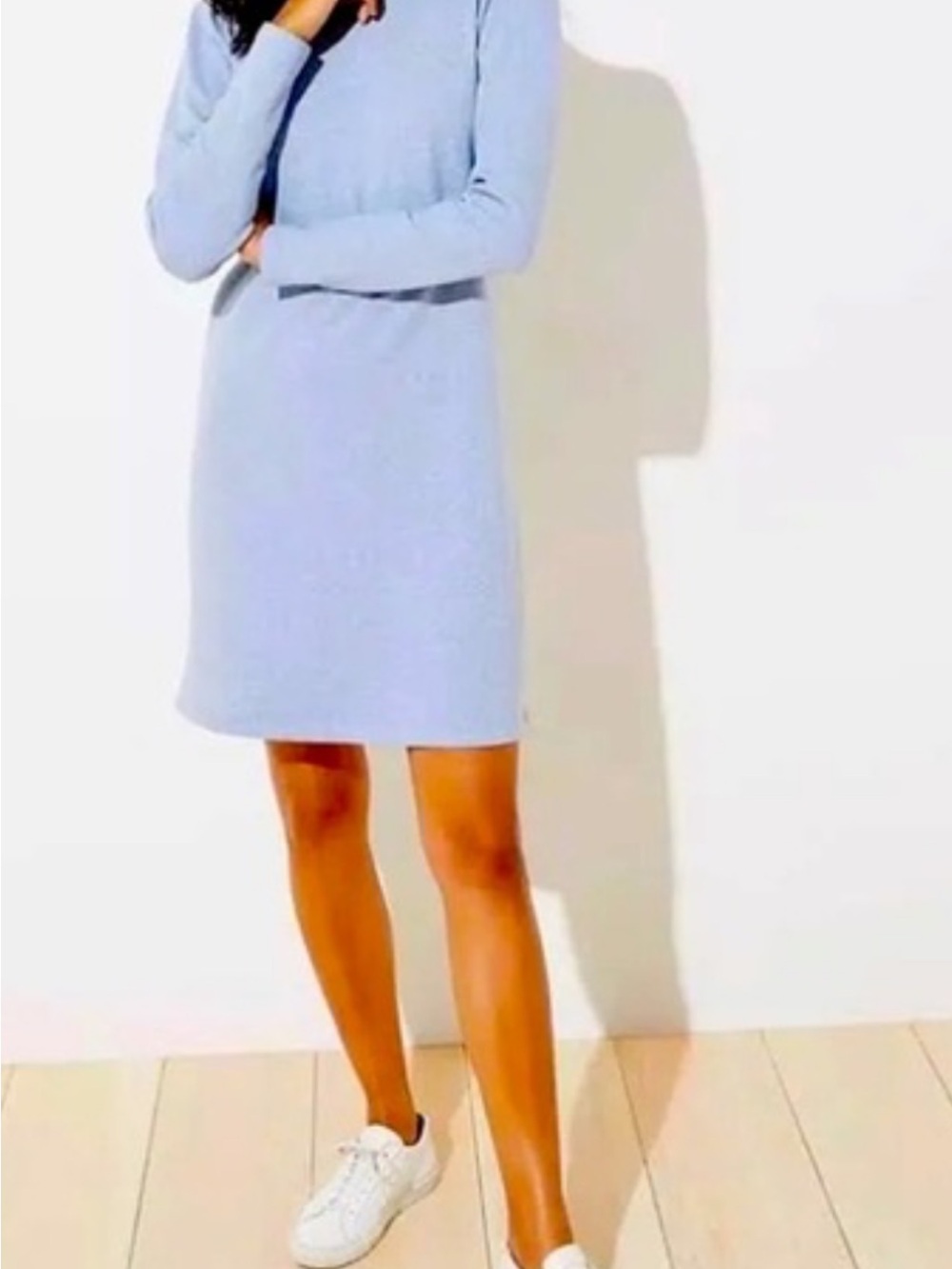 LOFT Blue Long Sleeve Knit Shift Dress